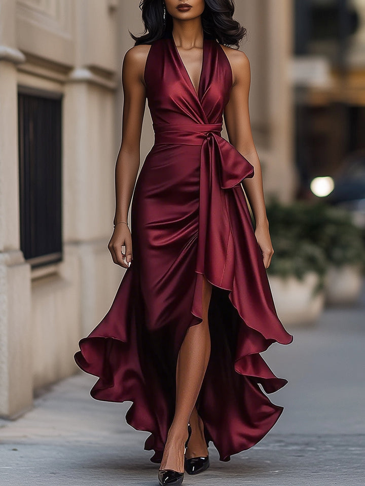 Isadora™ Robe Féminine Drapée Élégance Satinée