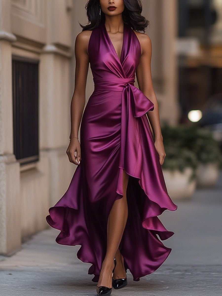 Isadora™ Robe Féminine Drapée Élégance Satinée