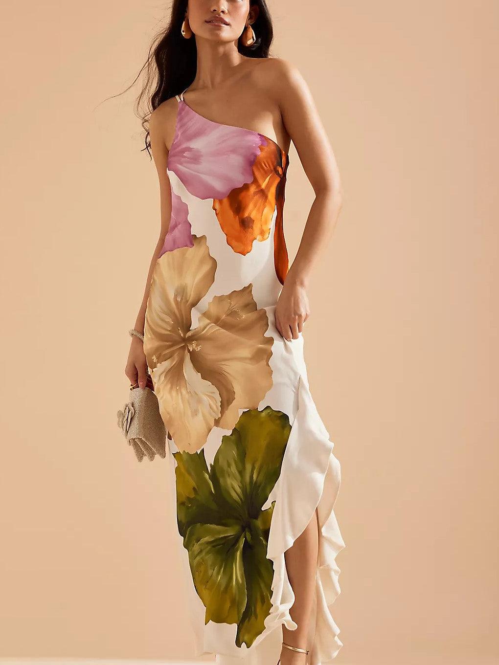 Kira | Robe Maxi Élégante avec Imprimé Floral et Épaules Dégagées