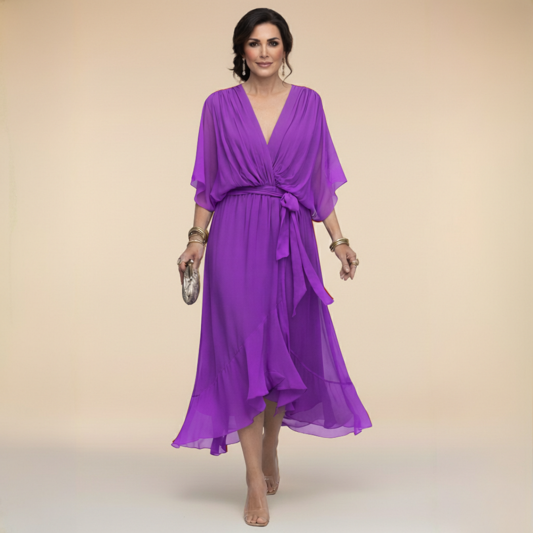 Nadia™ Robe Féminine Drapée Élégance Fluide
