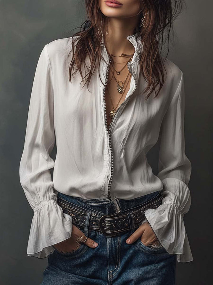 Federica | Veste longue vintage en velours bleu marine avec broderies