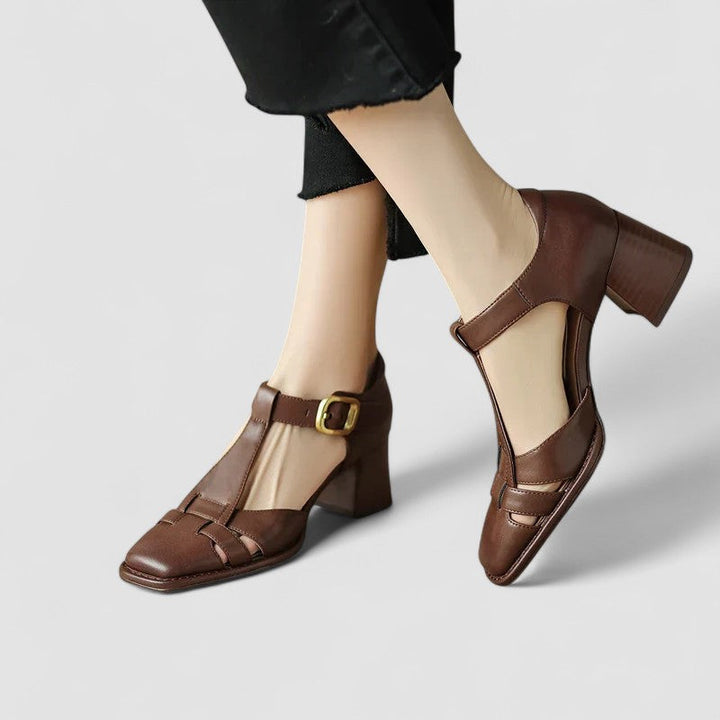 Eulalie | Talons Bloc T-Strap Orthopédiques