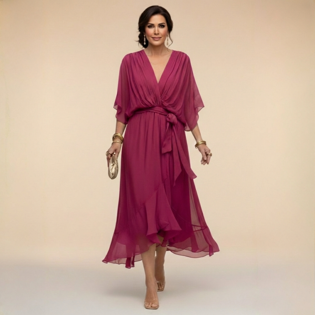 Nadia™ Robe Féminine Drapée Élégance Fluide