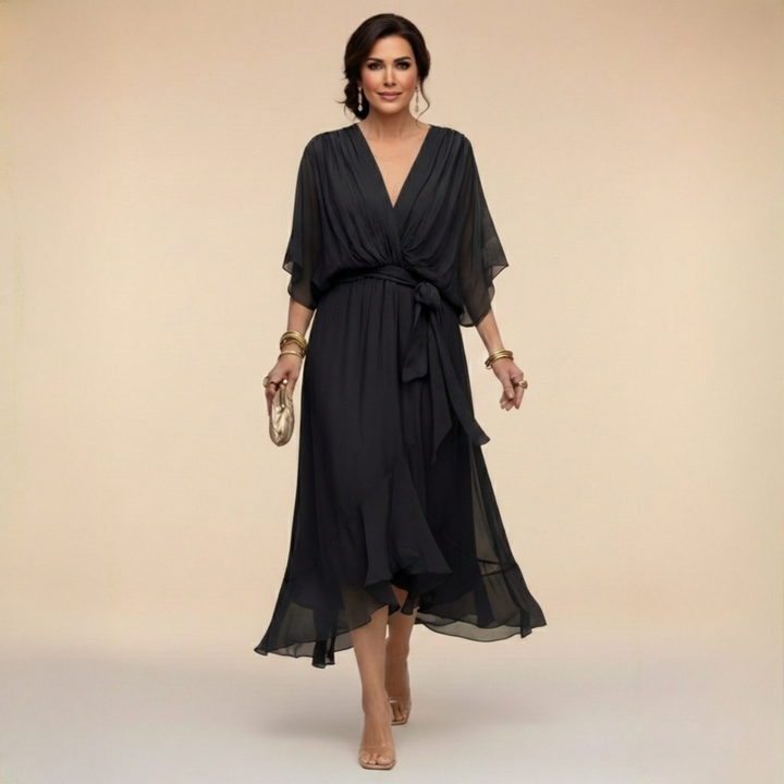 Nadia™ Robe Féminine Drapée Élégance Fluide