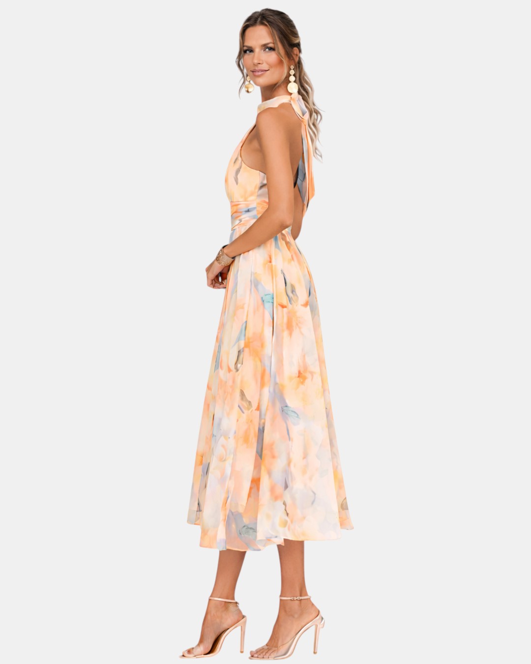 Aurora | Robe à Col Halter et Imprimé Aquarelle