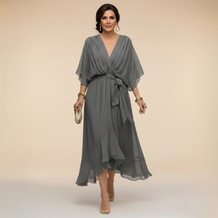 Nadia™ Robe Féminine Drapée Élégance Fluide