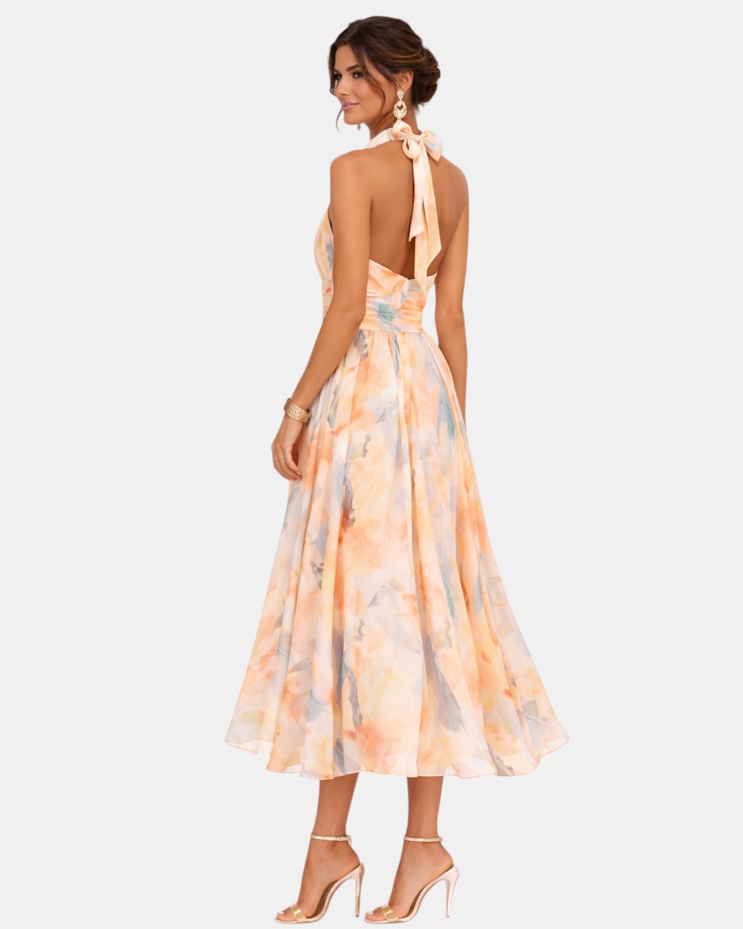 Aurora | Robe à Col Halter et Imprimé Aquarelle