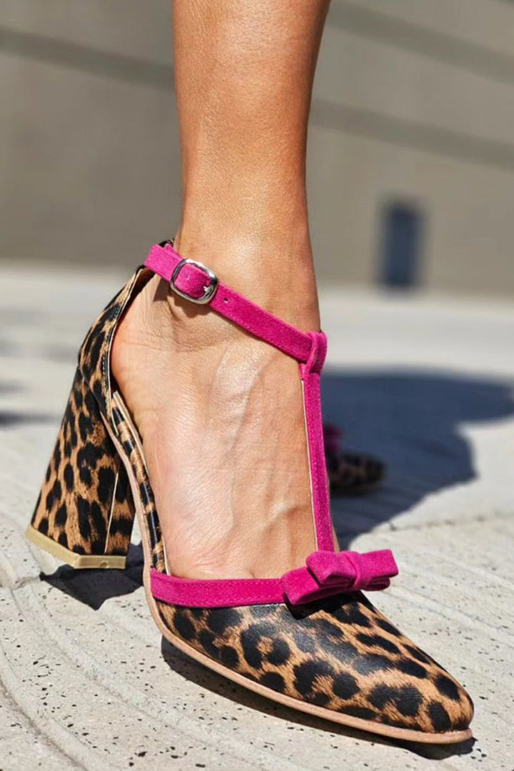 Leontina | Sandales à imprimé léopard vert avec accent coloré