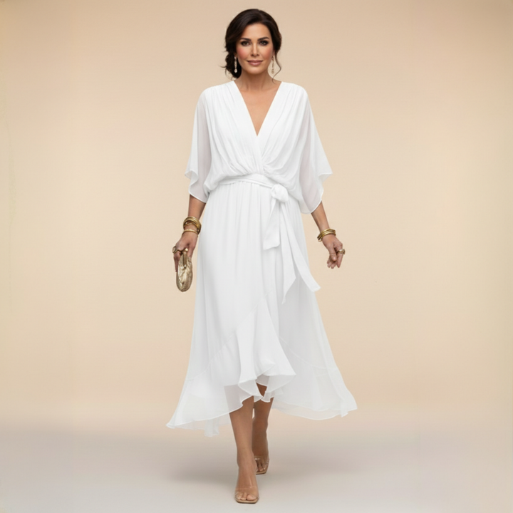 Nadia™ Robe Féminine Drapée Élégance Fluide