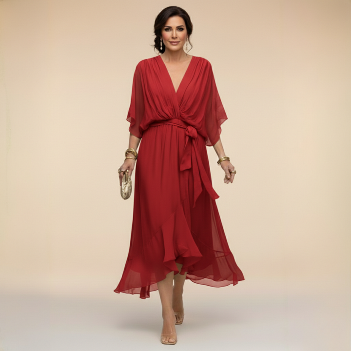 Nadia™ Robe Féminine Drapée Élégance Fluide