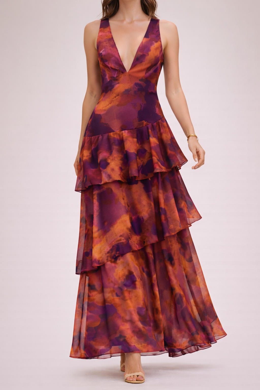 LORINE - Robe Maxi Élégance Cascade