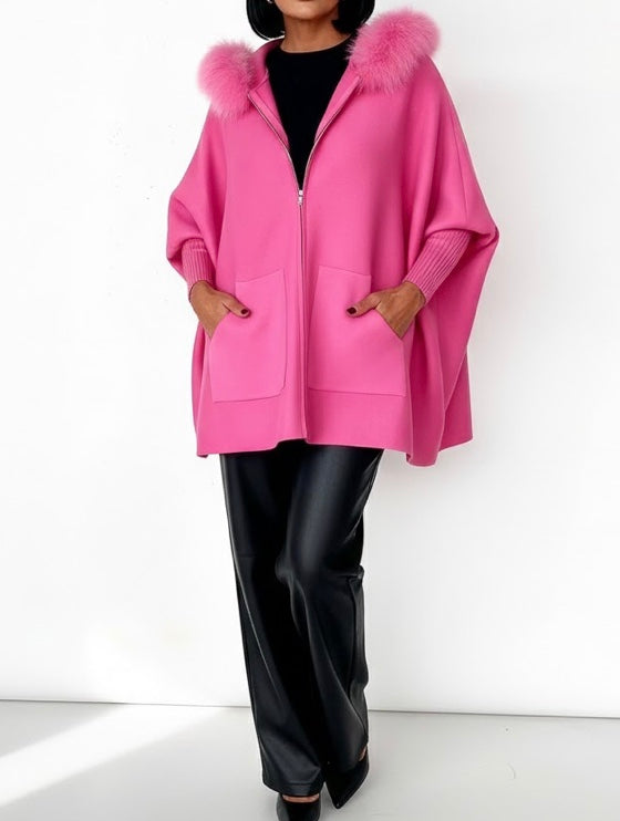 Isadora™ — Cape poncho rose élégance chaleureuse