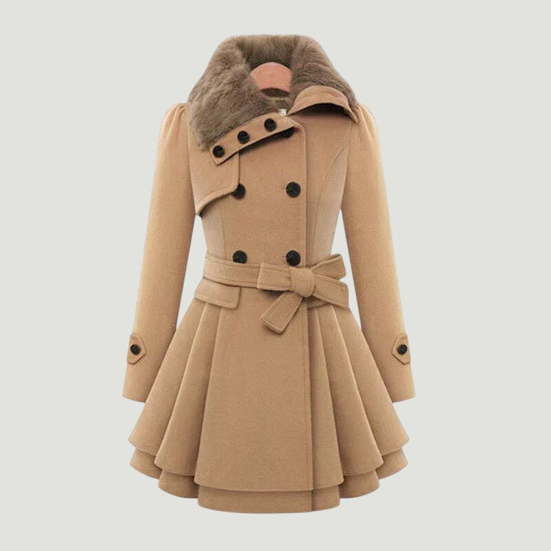 Lucie | Trench-coat élégant avec fourrure végane