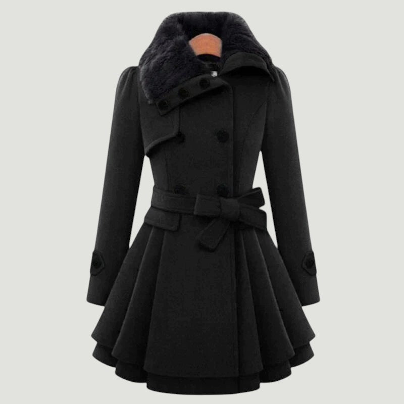 Lucie | Trench-coat élégant avec fourrure végane