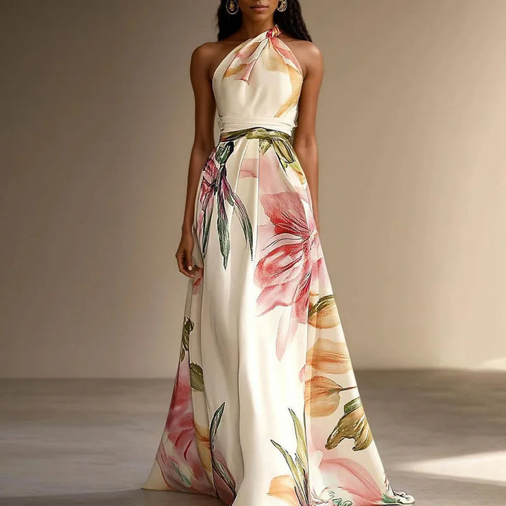 Liora | Robe Maxi Fleurie À Col Halter