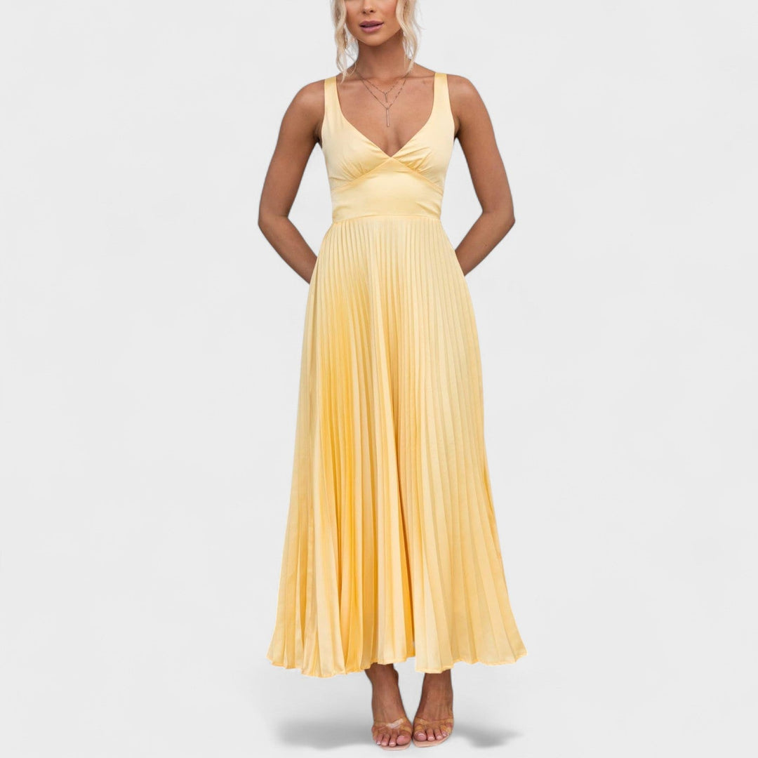 Abia - Robe maxi plissée jaune