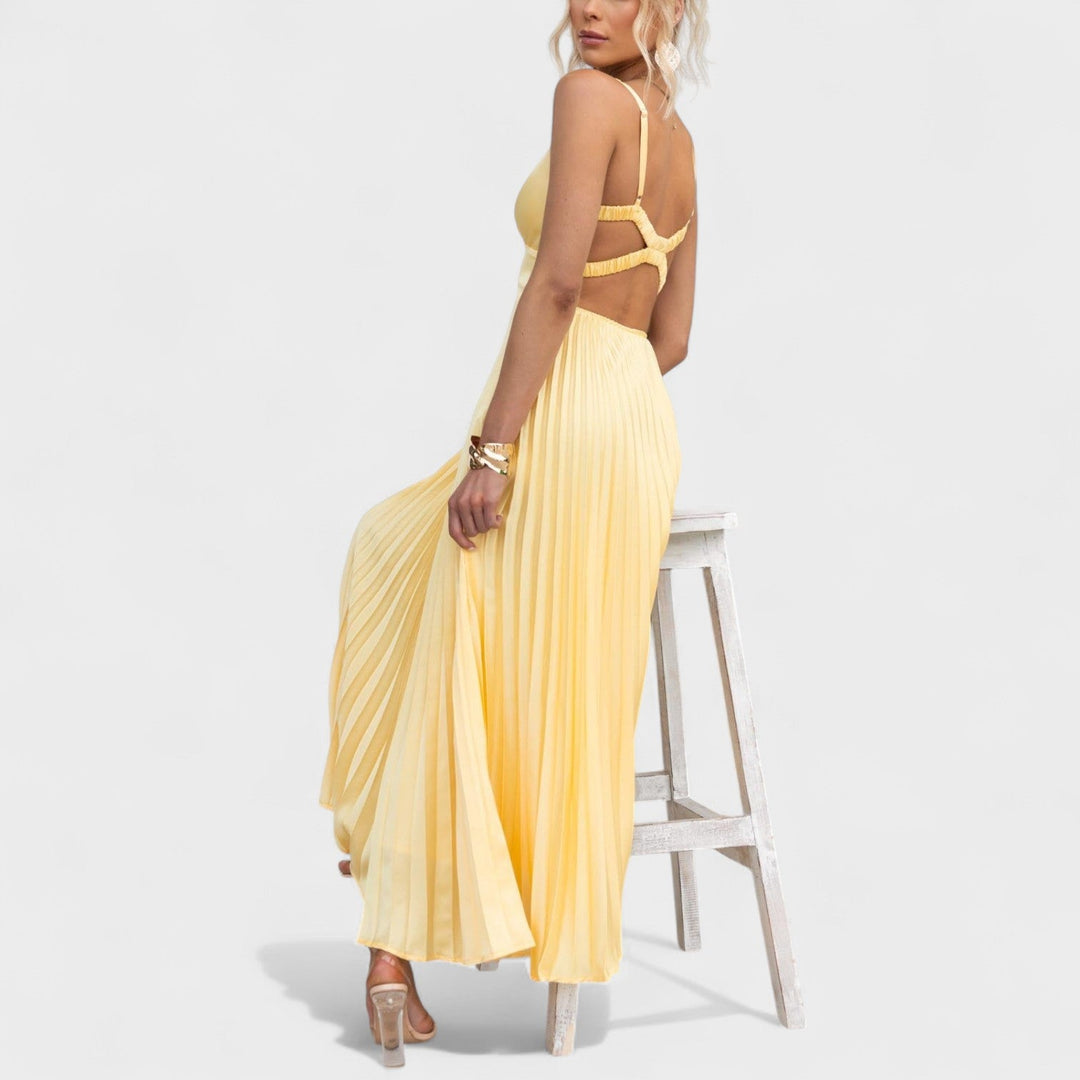Abia - Robe maxi plissée jaune