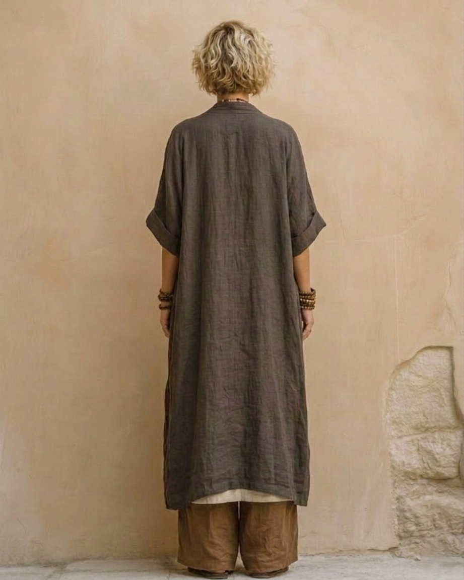 Sophie | Ensemble de trois pièces en gris foncé et marron avec imprimé tribal