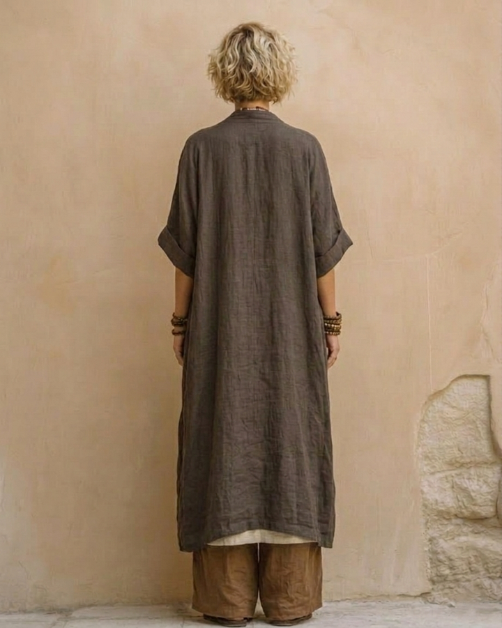 Sophie | Ensemble de trois pièces en gris foncé et marron avec imprimé tribal