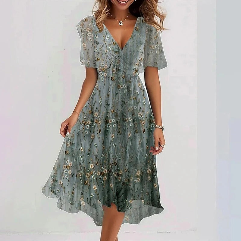Noelia™ Robe Féminine Fleurie Élégance Romantique
