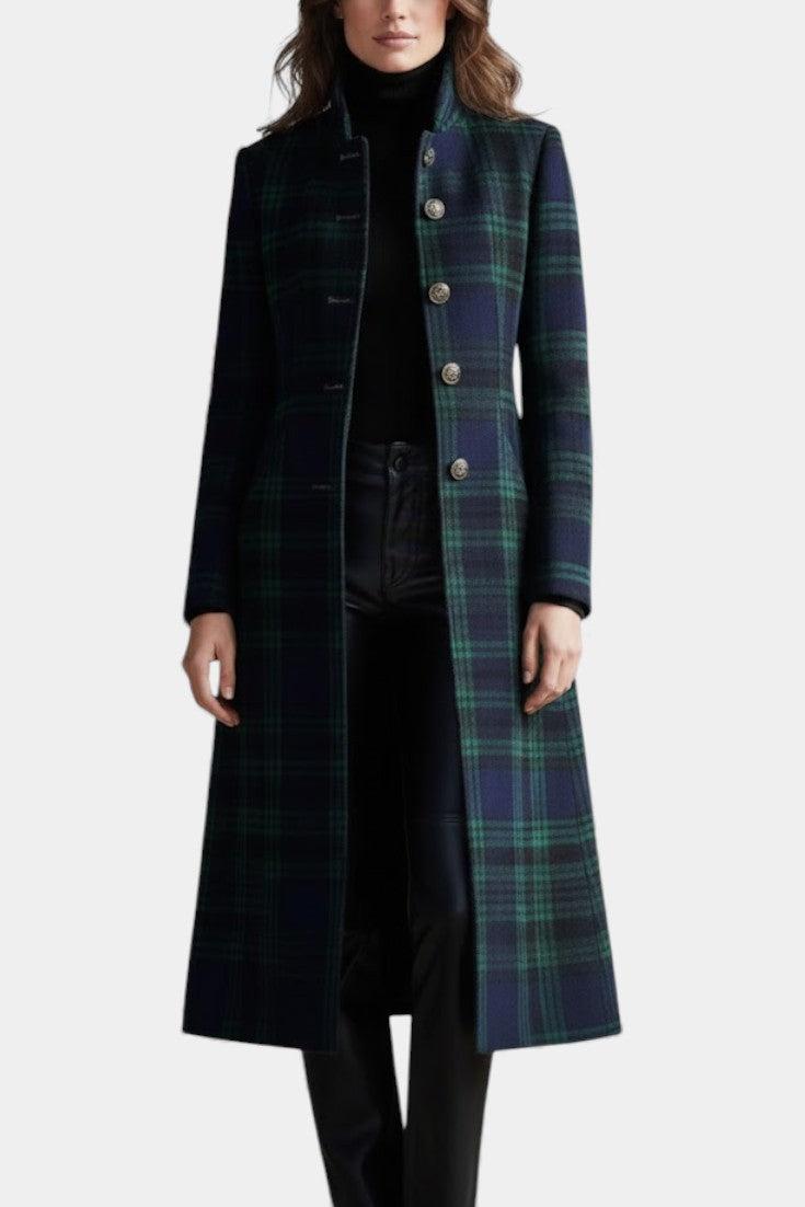 Madeleine™ — Manteau mi-long carreaux élégant