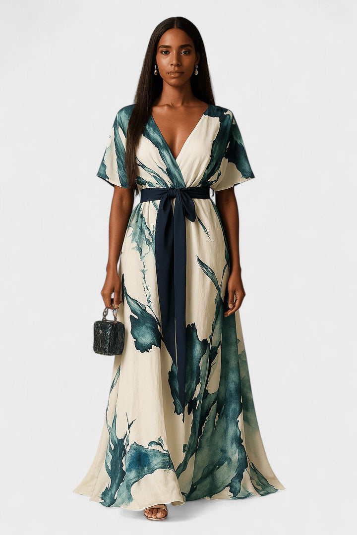 Vanessa - Robe Longue Imprimé Aquarelle